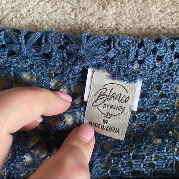 Blanco by Nature Crochet Beach Pants Knitted Pull On Drawstring Waist Teal: Med - Picture 7 of 10